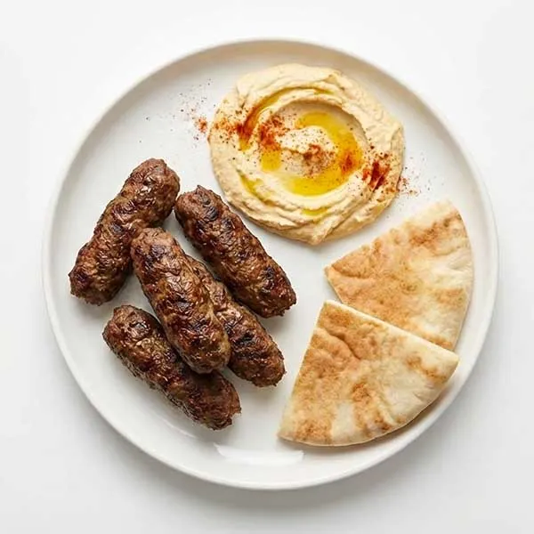 Middle Eastern Beef Kofta with Hummus & Pita Bread